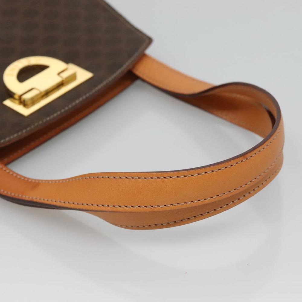 CELINE Macadam Canvas Hand Bag PVC Leather 2way Brown Gold Auth MX358 - Picture 7 of 16